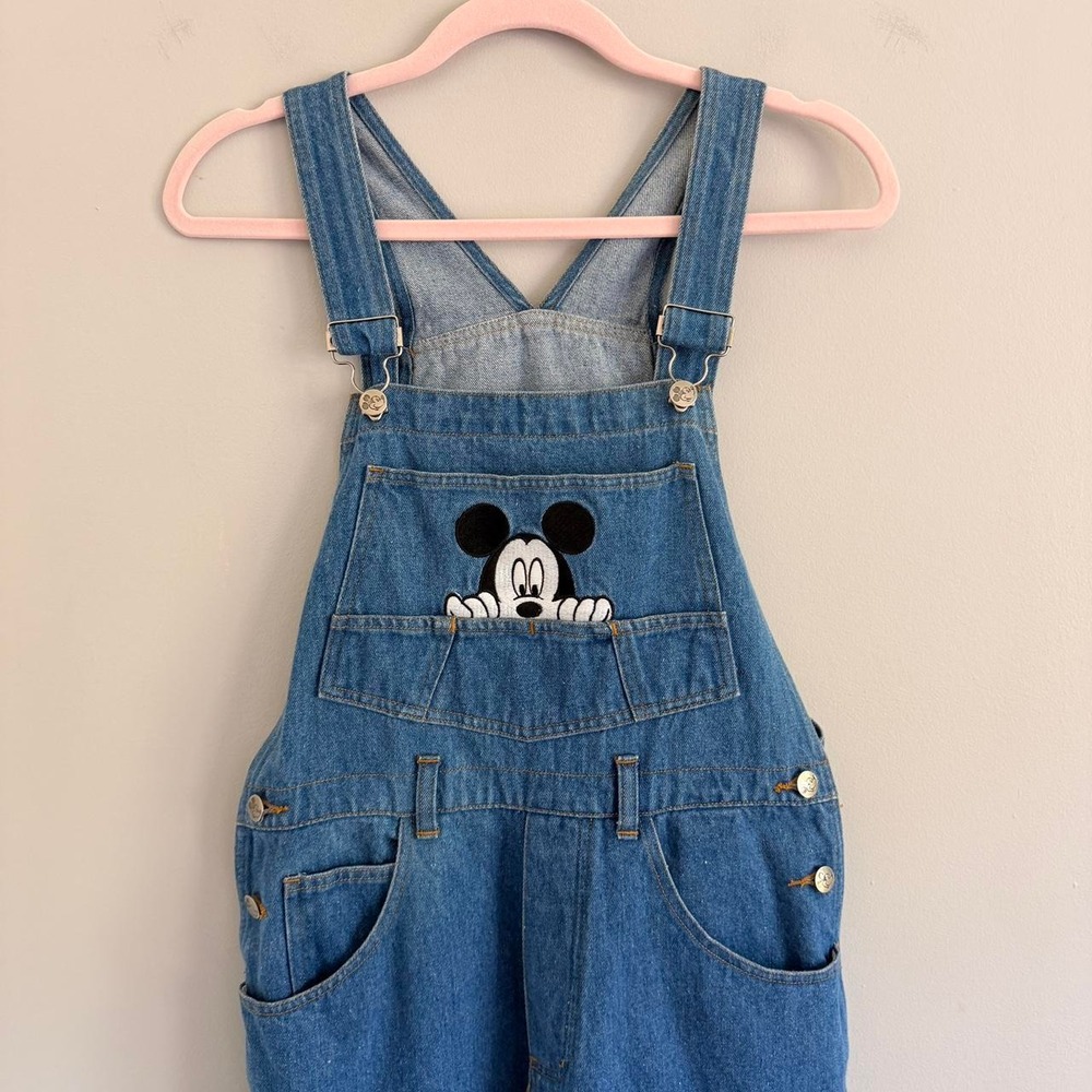 VINTAGE MEDIUM WASH MICKEY MOUSE OVERALLS - Picture 4 of 7